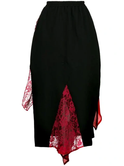Barbara Bologna Lace Panels Asymmetric Skirt - Black