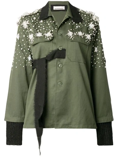 Night Market Embellished Military Shirt Jacket - Green