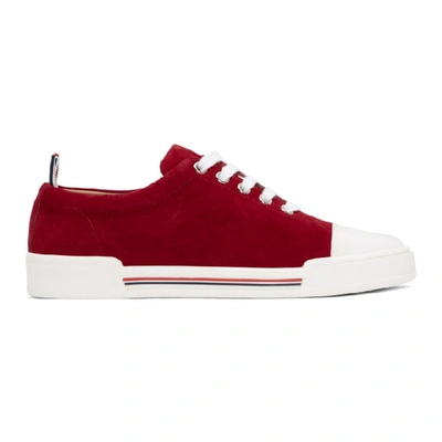 Thom Browne Red Toe Cap Trainer Sneakers In 600 Red