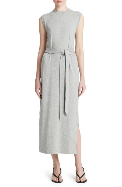 Vince Sleeveless Cotton Knit Midi Dress In 061hgy-h Grey