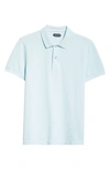 Tom Ford Short Sleeve Cotton Piqué Polo In Crystal Blue