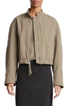 Vince Crop Bomber Jacket In 307oms-oak Moss