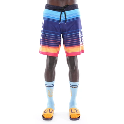 Cult Of Individuality-men Board Shorts In Lines In Blue