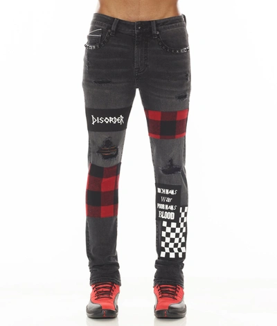 Cult Of Individuality-men Punk Super Skinny In Plaid In Black