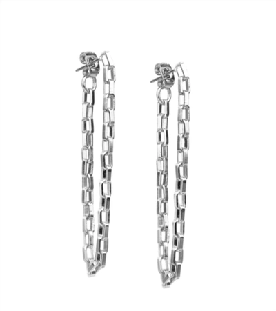 Marlyn Schiff Box Link Chain Drape Earrings In Silver