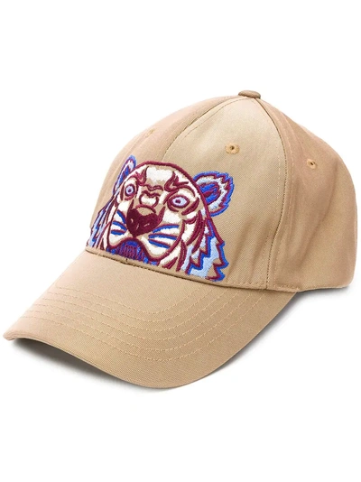 Kenzo Tiger Canvas Cap In Brown