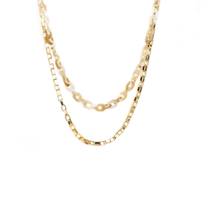 Marlyn Schiff Double Resin/metal Link Necklace In Gold