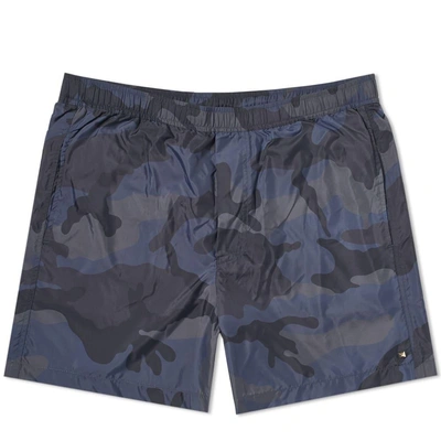 Valentino Camo Swim Short In Black