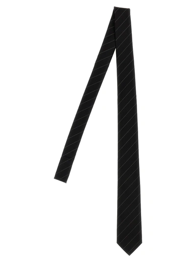 Saint Laurent Striped Tie Ties, Papillon In Black