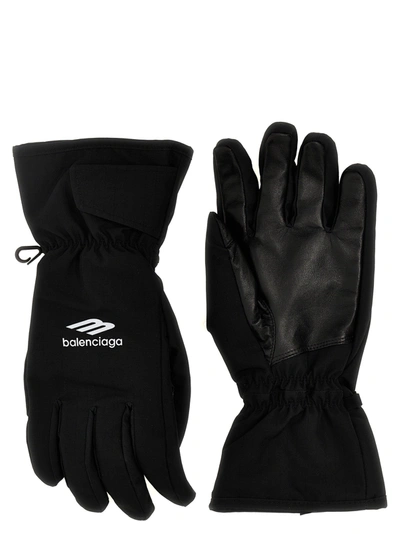 Balenciaga Ski 3b Sports Icon Gloves In Black