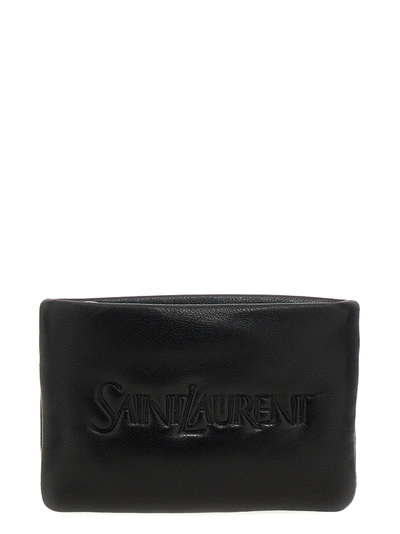 Saint Laurent Logo Leather Wallet Wallets, Card Holders In Black