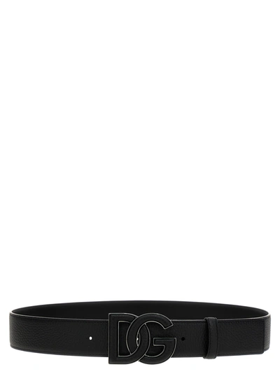Dolce & Gabbana Logo Leather Belt Belts In Black