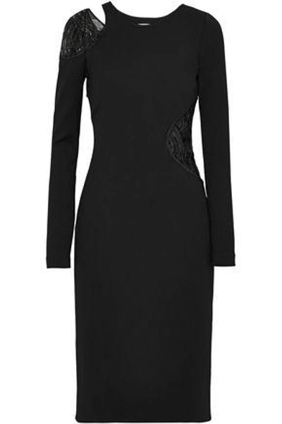 Jason Wu Woman Lace-paneled Cutout Ponte Dress Black