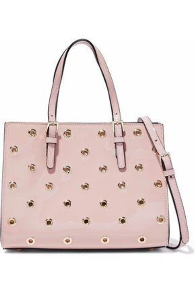 Red Valentino Red(v) Woman Eyelet-embellished Patent-leather Shoulder Bag Pastel Pink