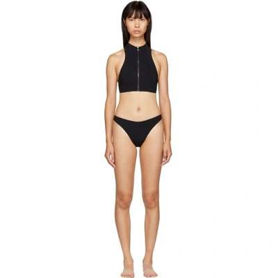 Stella Mccartney Black 90s High Leg Bikini In 200 Black