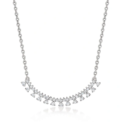 Ross-simons Diamond Multi-drop Curved Bar Necklace In Sterling Silver
