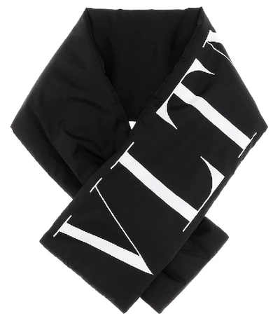 Valentino Vltn Wool-cashmere Scarf In Black