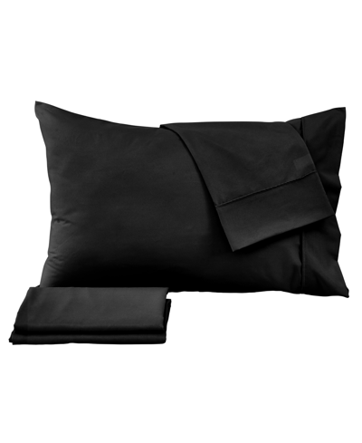 Premium Comforts Solid Microfiber Ultra Soft 4 Piece Sheet Set, Queen In Black