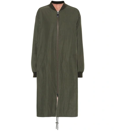 Yves Salomon Reversible Fur And Cotton Coat In Green