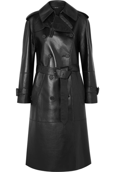 Maison Margiela Faux Leather Trench Coat In Black