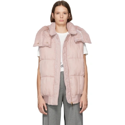 Stella Mccartney Velvet Quilted Vest In Pink