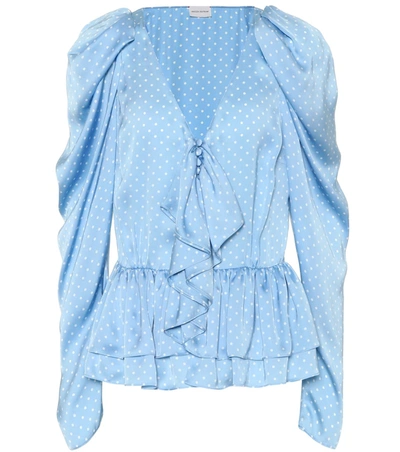 Magda Butrym Cefalu Polka-dot Silk Blouse In Light Blue,white