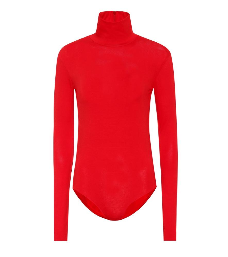 red turtle neck body suit