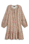 Vineyard Vines Vineyard Tile Print Long Sleeve Dress In Green/pink Floral Marsh