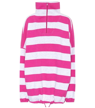Balenciaga Striped Cotton-blend Sweatshirt In Pink ModeSens