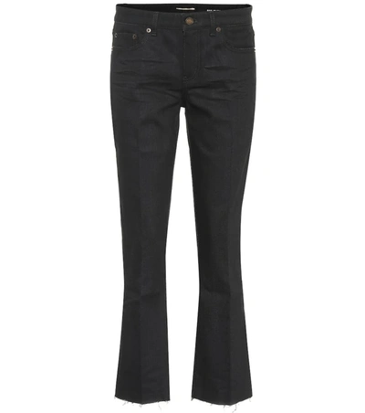 Saint Laurent Kick-flare Cropped Jeans In Blue