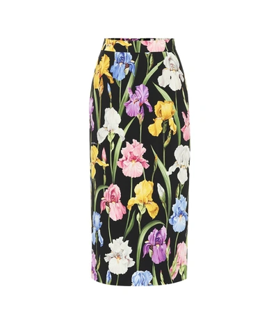 Dolce & Gabbana Floral-printed Silk Midi Skirt In Multicoloured