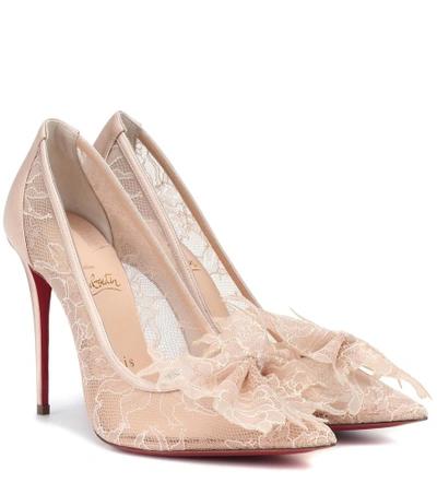 Christian Louboutin Delicatissima 100 Lace Pumps In Beige