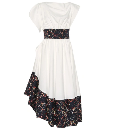 Rosie Assoulin Bubble Tea Length Poplin Dress In White