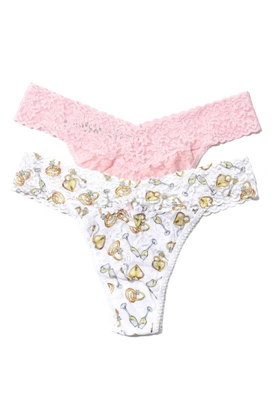 Hanky Panky Assorted 2-pack Original Rise Thongs In Forever Gold/ Bliss Pink