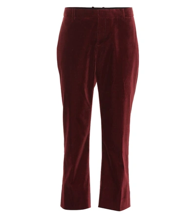 Saint Laurent Cropped Velvet Pants In Red