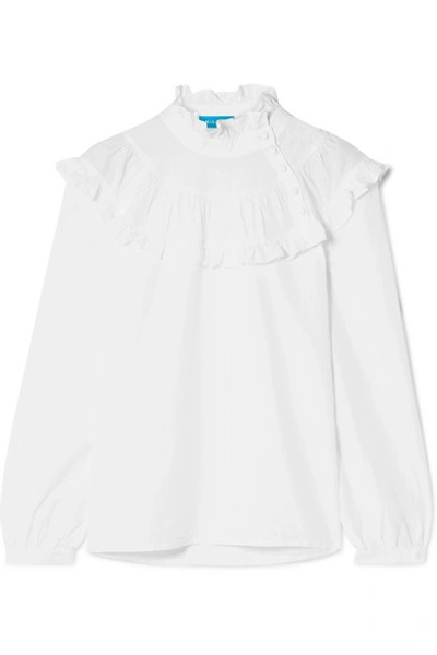 M.i.h. Jeans Emmanuelle Ruffled Swiss-dot Cotton-blend Blouse In White