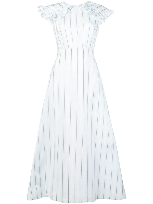 Calvin Klein 205w39nyc Striped Cotton And Silk Dress In Blue | ModeSens