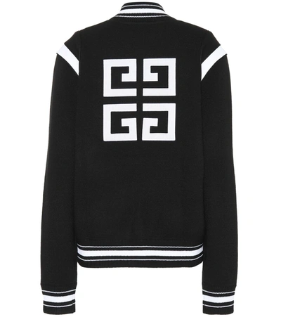 Givenchy Knitted Wool Varsity Cardigan In Black