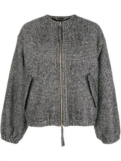 Rochas Plaid Wool-blend Jacket In Black