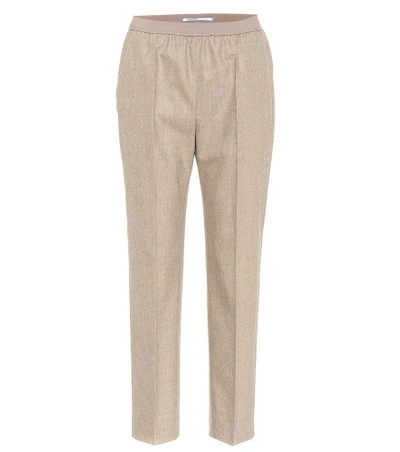 Agnona Stretch Wool And Cashmere Pants In Beige