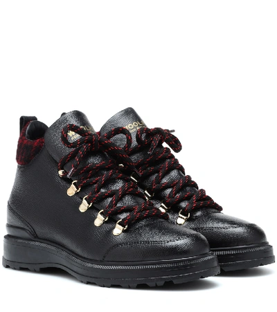 Woolrich Hiker Leather Ankle Boots In Black