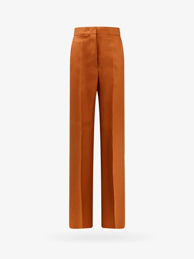 Max Mara Linen Tailored Trousers In Brown