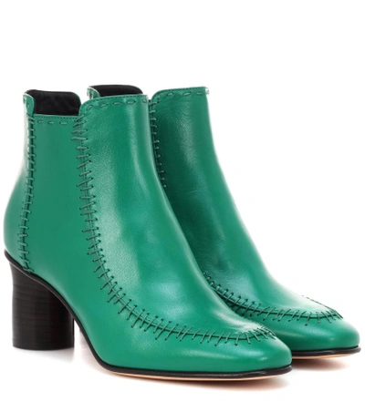 Jw Anderson Leather Ankle Boots In Green