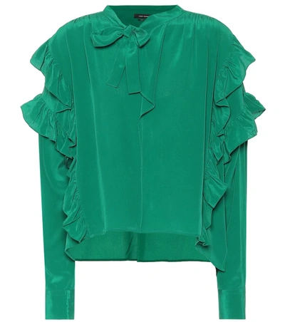 Isabel Marant Libel Ruffled Silk Blouse In Green
