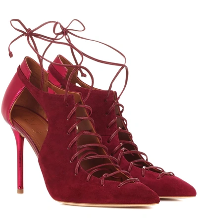 Malone Souliers Montana 100 Suede Ankle Boots In Red