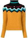 Fendi Roll-neck Wool-blend Sweater In Orange