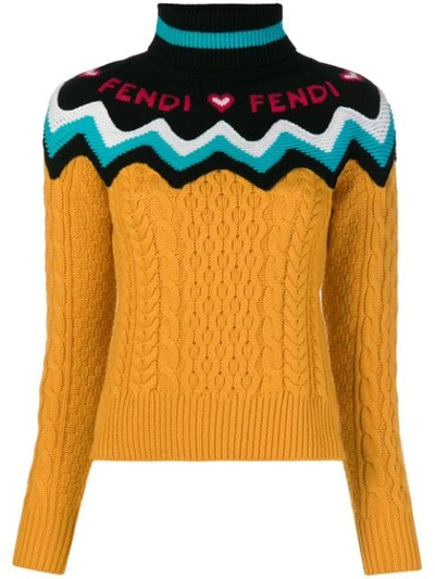 Fendi Roll-neck Wool-blend Sweater In Orange
