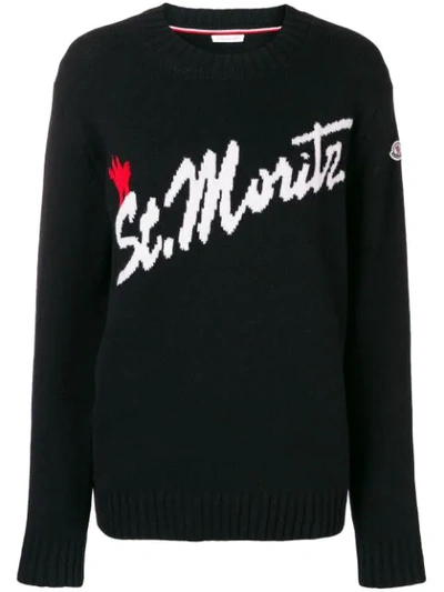 Moncler St. Moritz Intarsia Wool-blend Sweater In Black