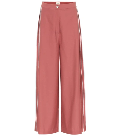 Bodice Studio Pleated Wide-leg Wool Pants In Pink
