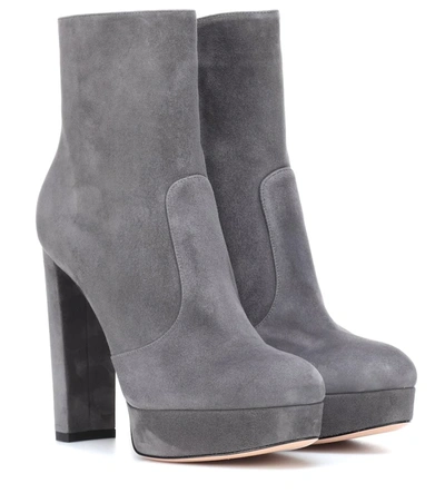 Gianvito Rossi Brook Suede Ankle Boots In Grey